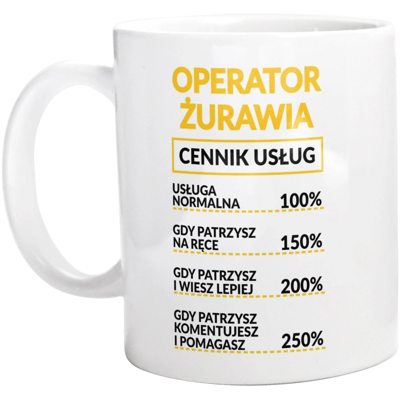 Operator Żurawia - Cennik Usług - Kubek Biały