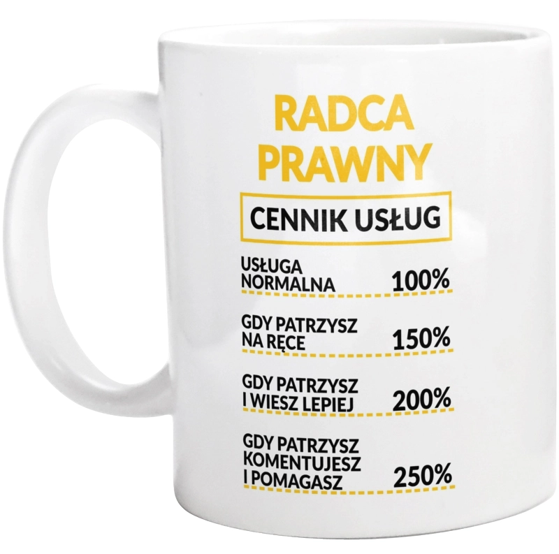 Radca Prawny - Cennik Usług - Kubek Biały