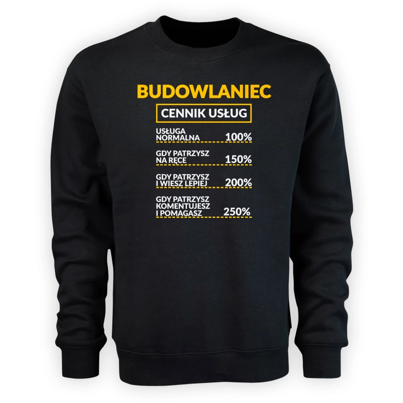 Budowlaniec - Cennik Usług - Męska Bluza Czarna