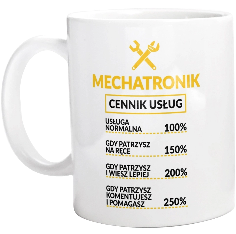 Mechatronik - Cennik Usług - Kubek Biały