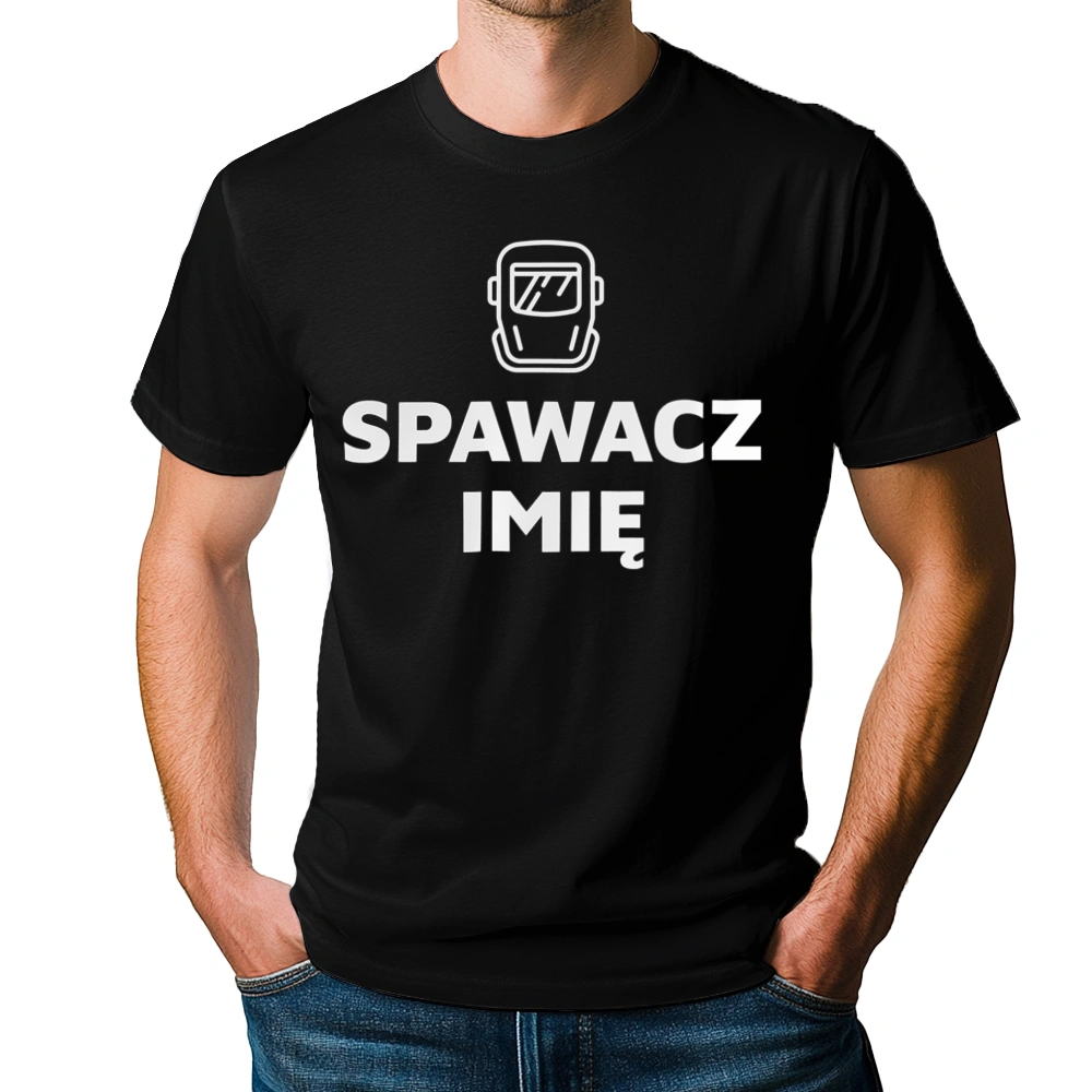 Napis Spawacz - Męska Koszulka Czarna