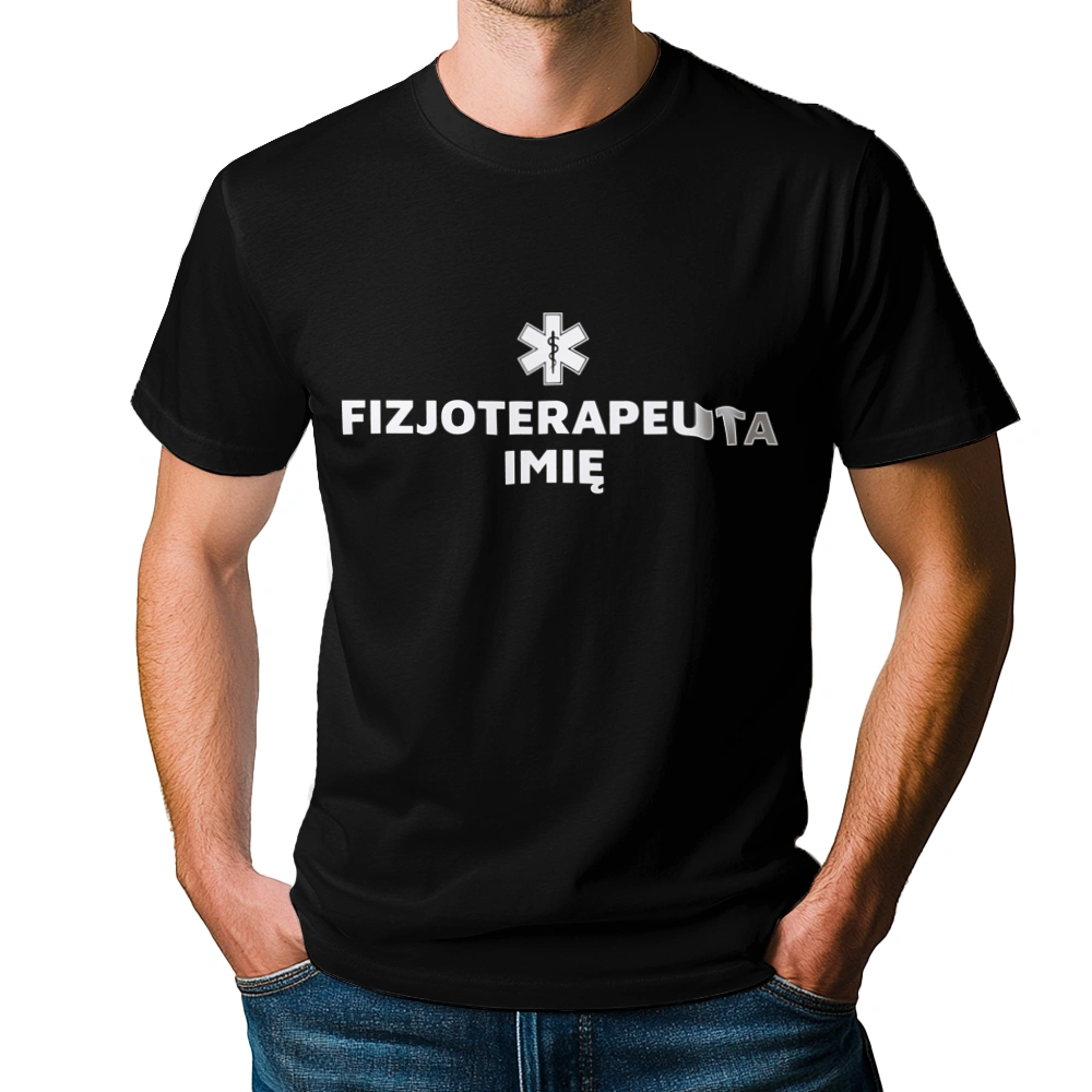 Napis Fizjoterapeuta - Męska Koszulka Czarna