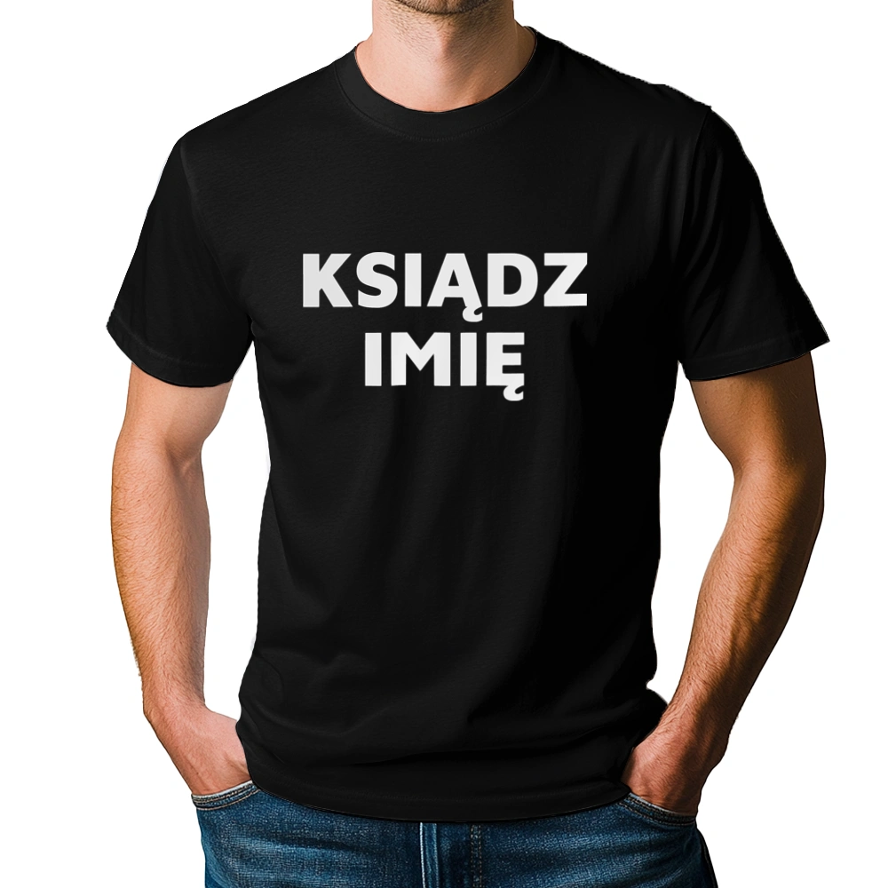 Napis Ksiądz - Męska Koszulka Czarna