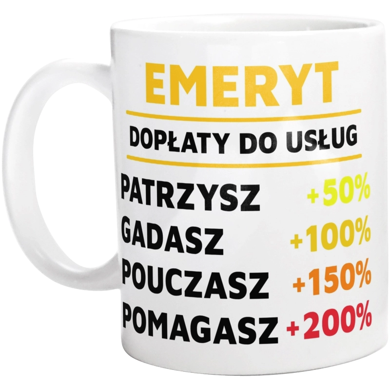 Dopłaty Do Usług Emeryt - Kubek Biały