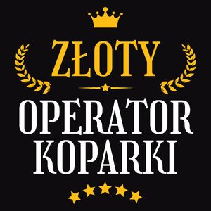 Złoty Operator Koparki - Męska Koszulka Czarna