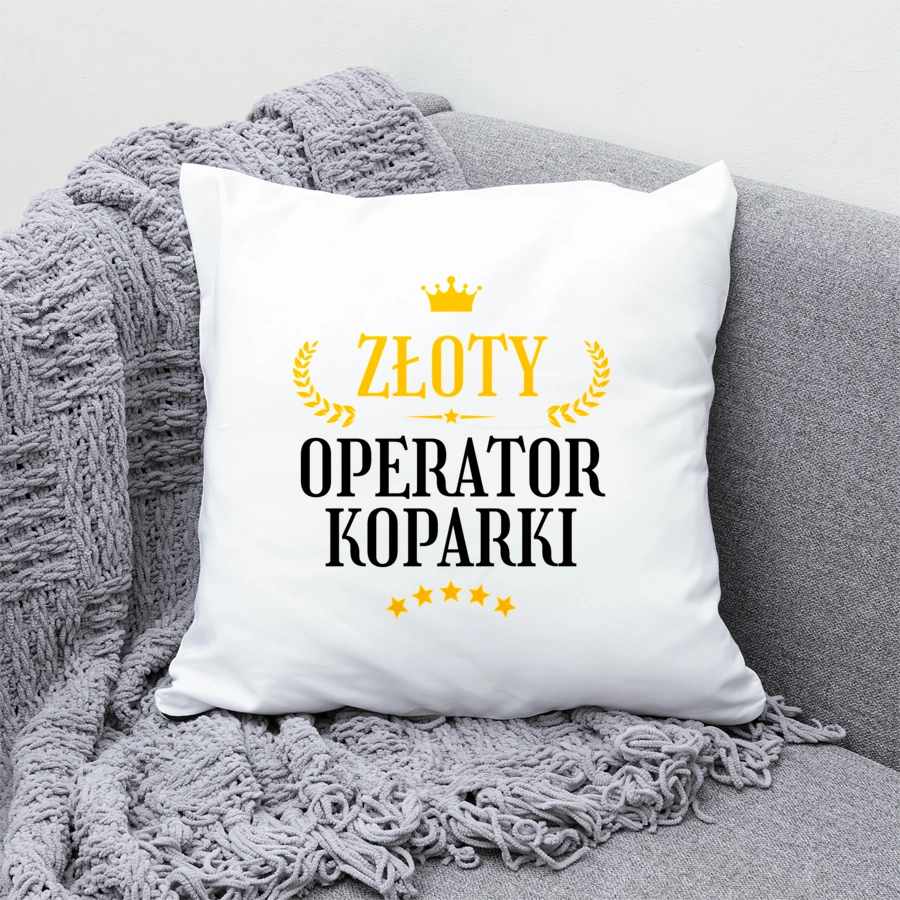 Złoty Operator Koparki - Poduszka Biała