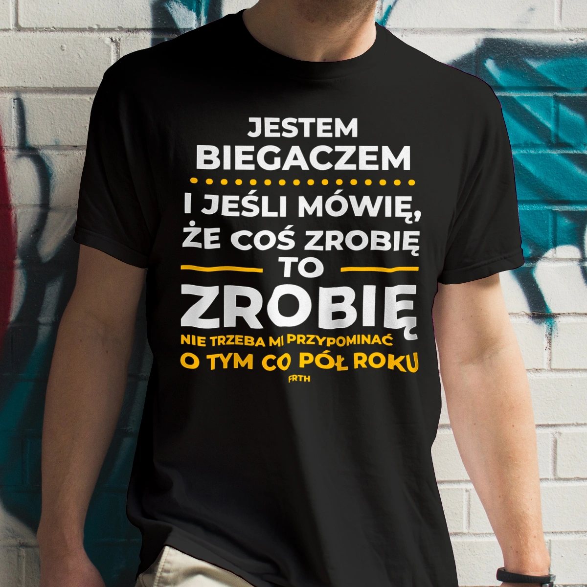 Jeśli Biegacz Mówi Że Zrobi, To Zrobi - Męska Koszulka Czarna