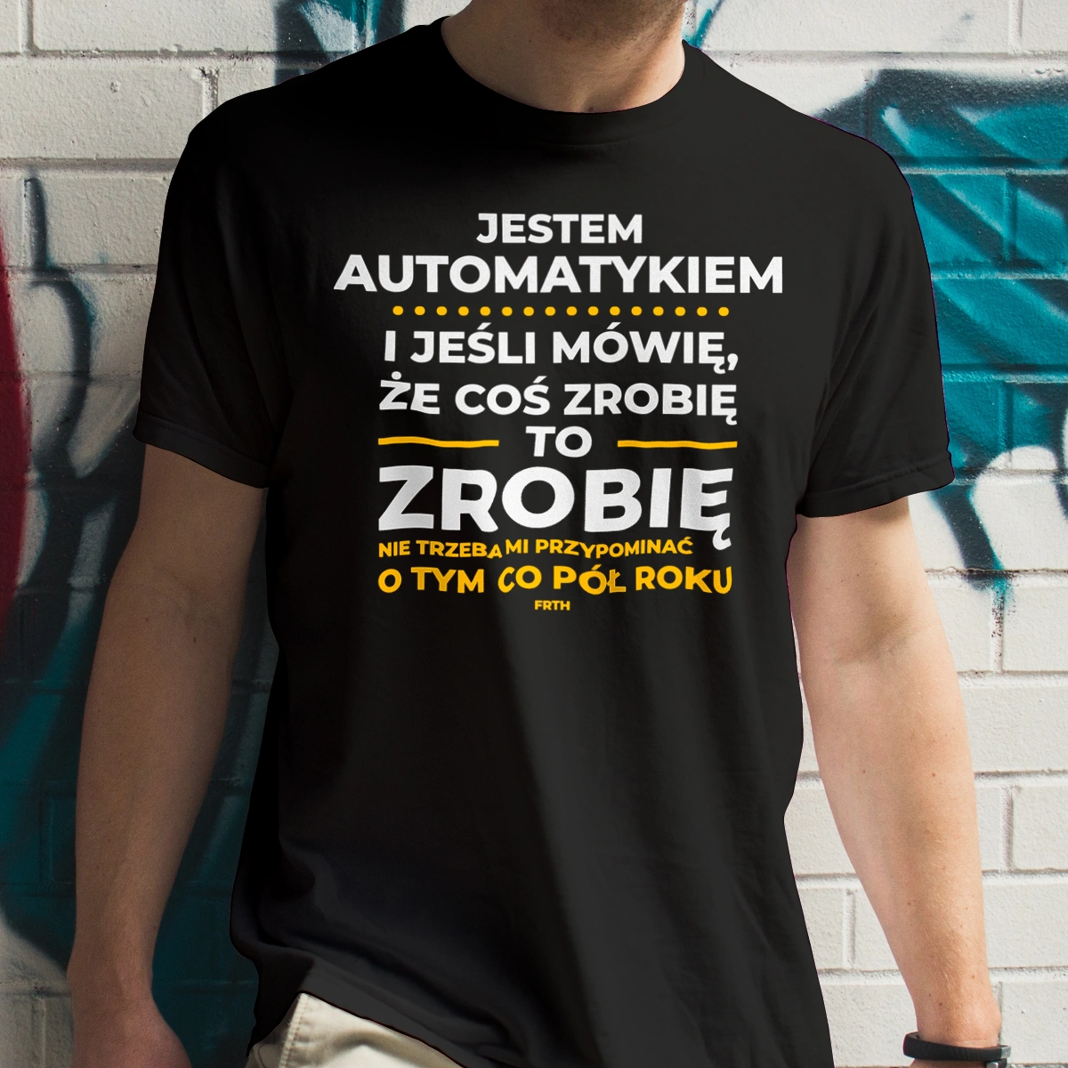 Jeśli Automatyk Mówi Że Zrobi, To Zrobi - Męska Koszulka Czarna