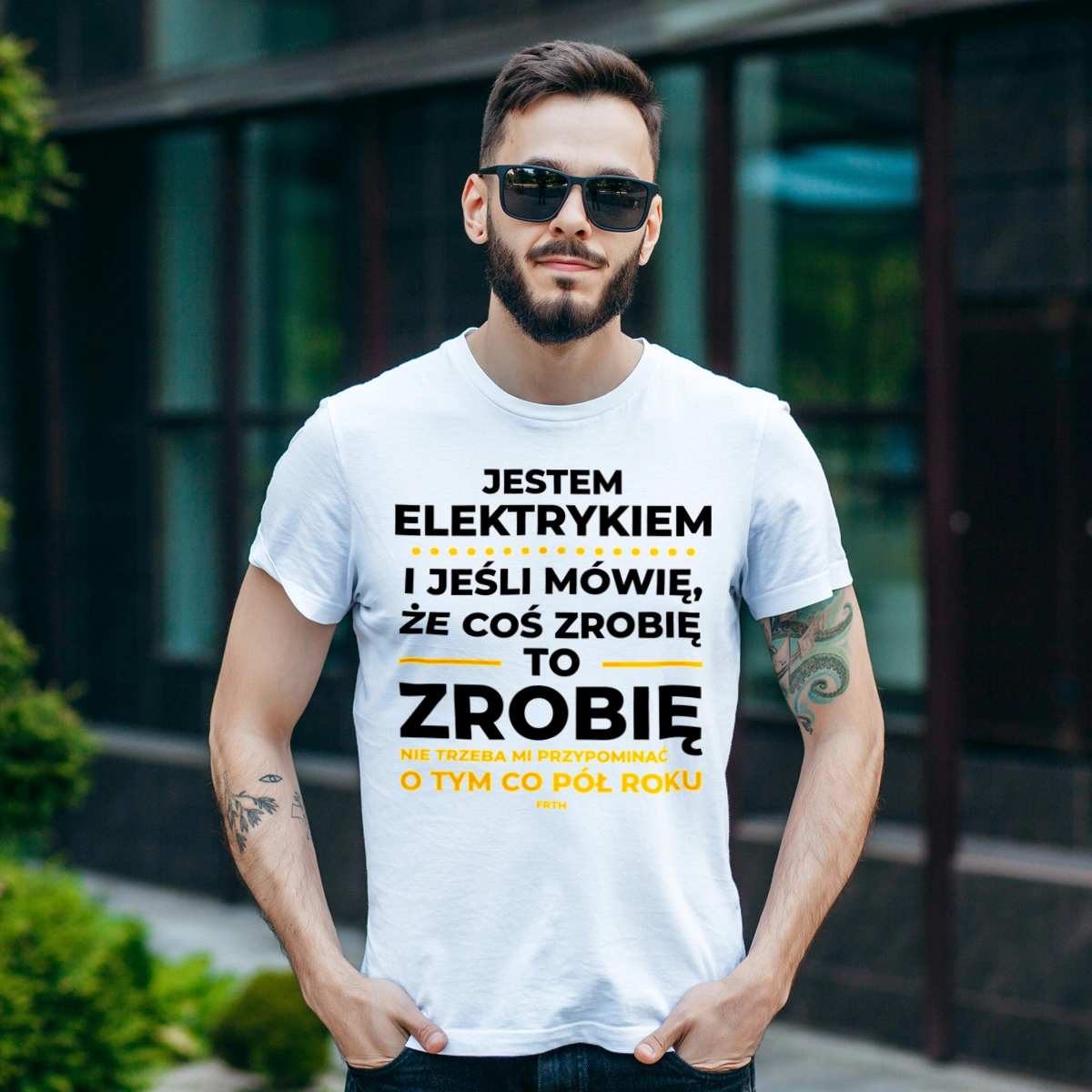 Jeśli Elektryk Mówi Że Zrobi, To Zrobi - Męska Koszulka Biała