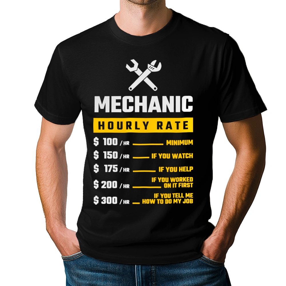 Hourly Rate Mechanic - Męska Koszulka Czarna