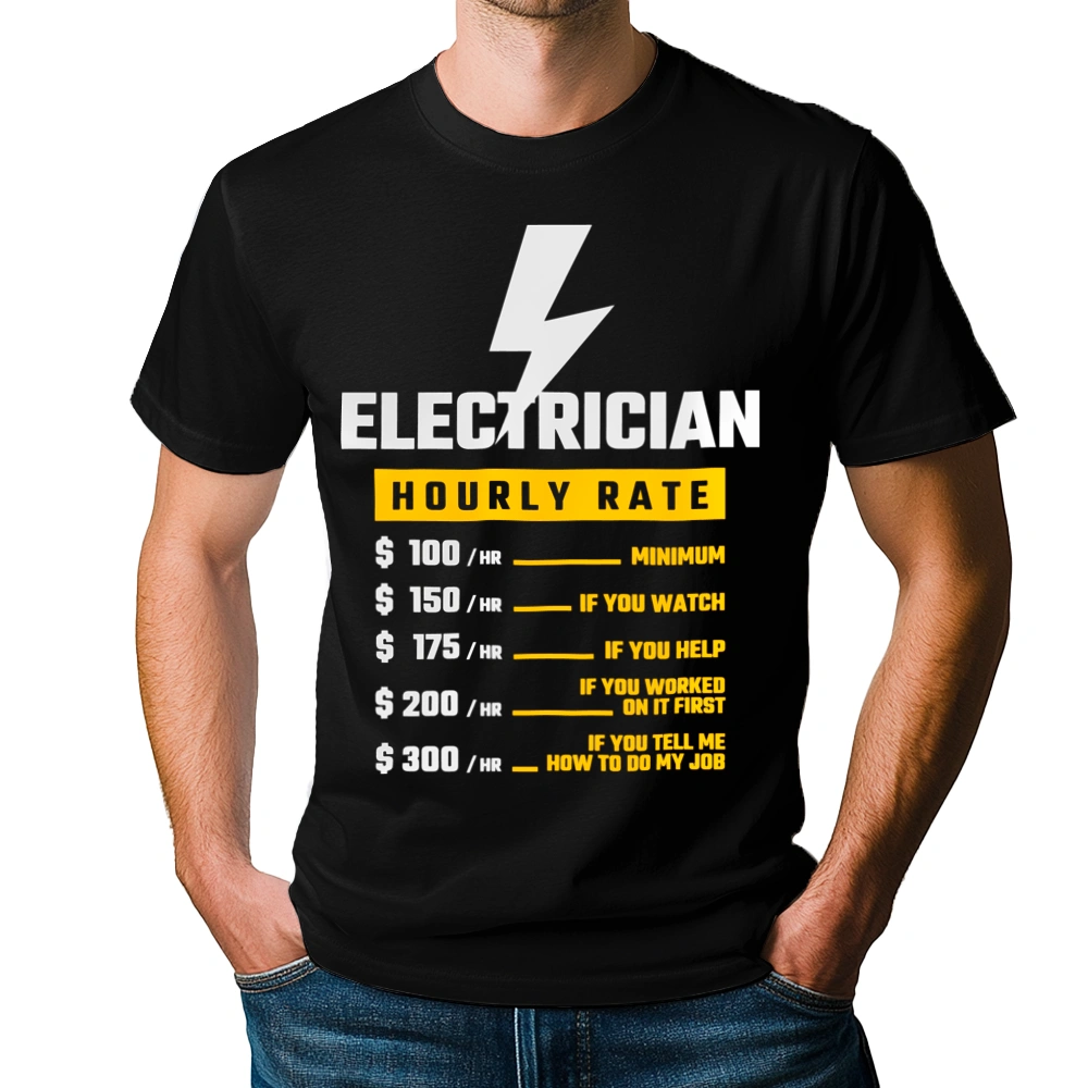 Hourly Rate Electrician - Męska Koszulka Czarna