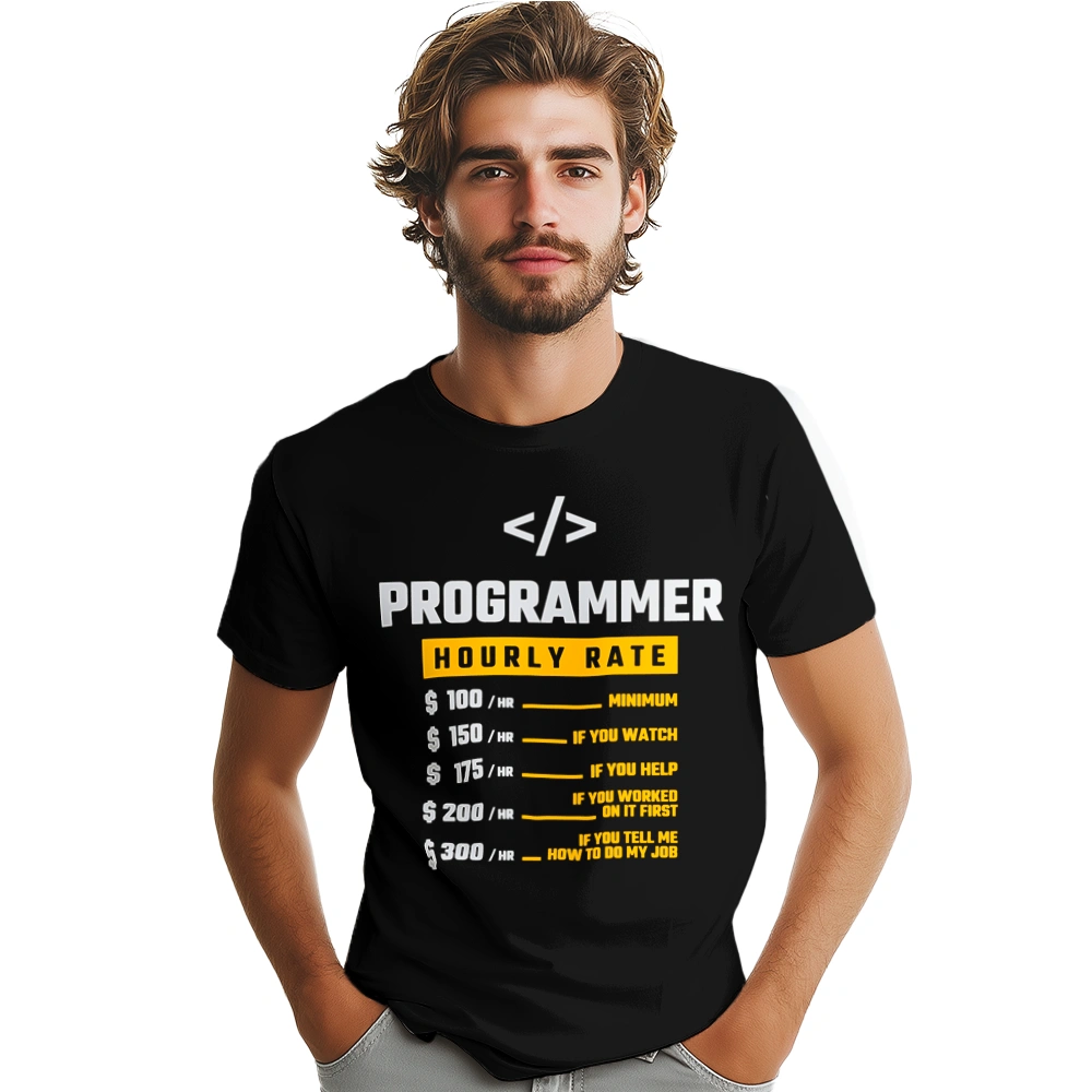 Hourly Rate Programmer - Męska Koszulka Czarna