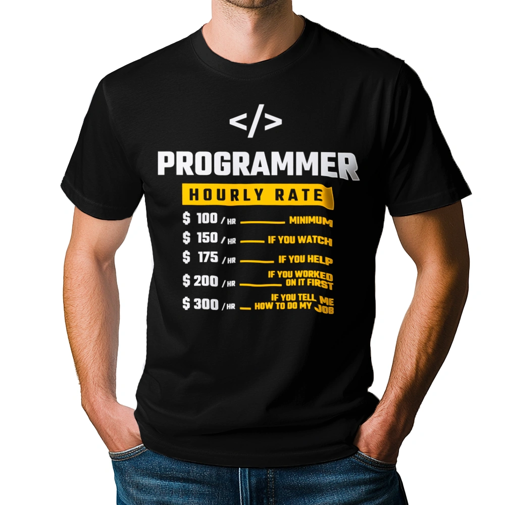 Hourly Rate Programmer - Męska Koszulka Czarna