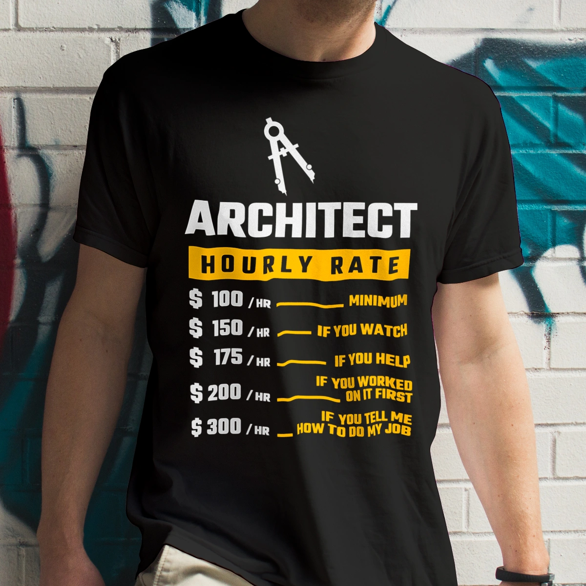 Hourly Rate Architect - Męska Koszulka Czarna