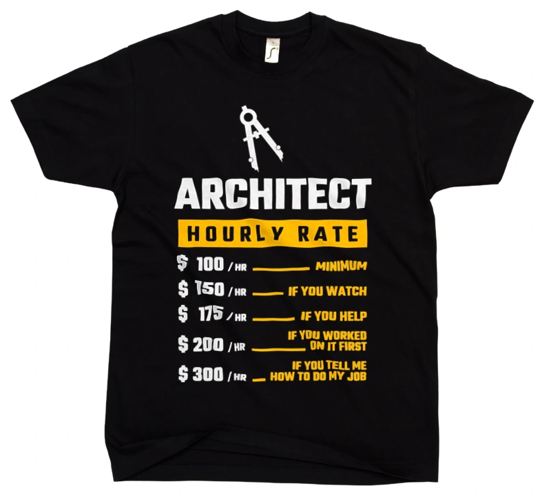 Hourly Rate Architect - Męska Koszulka Czarna