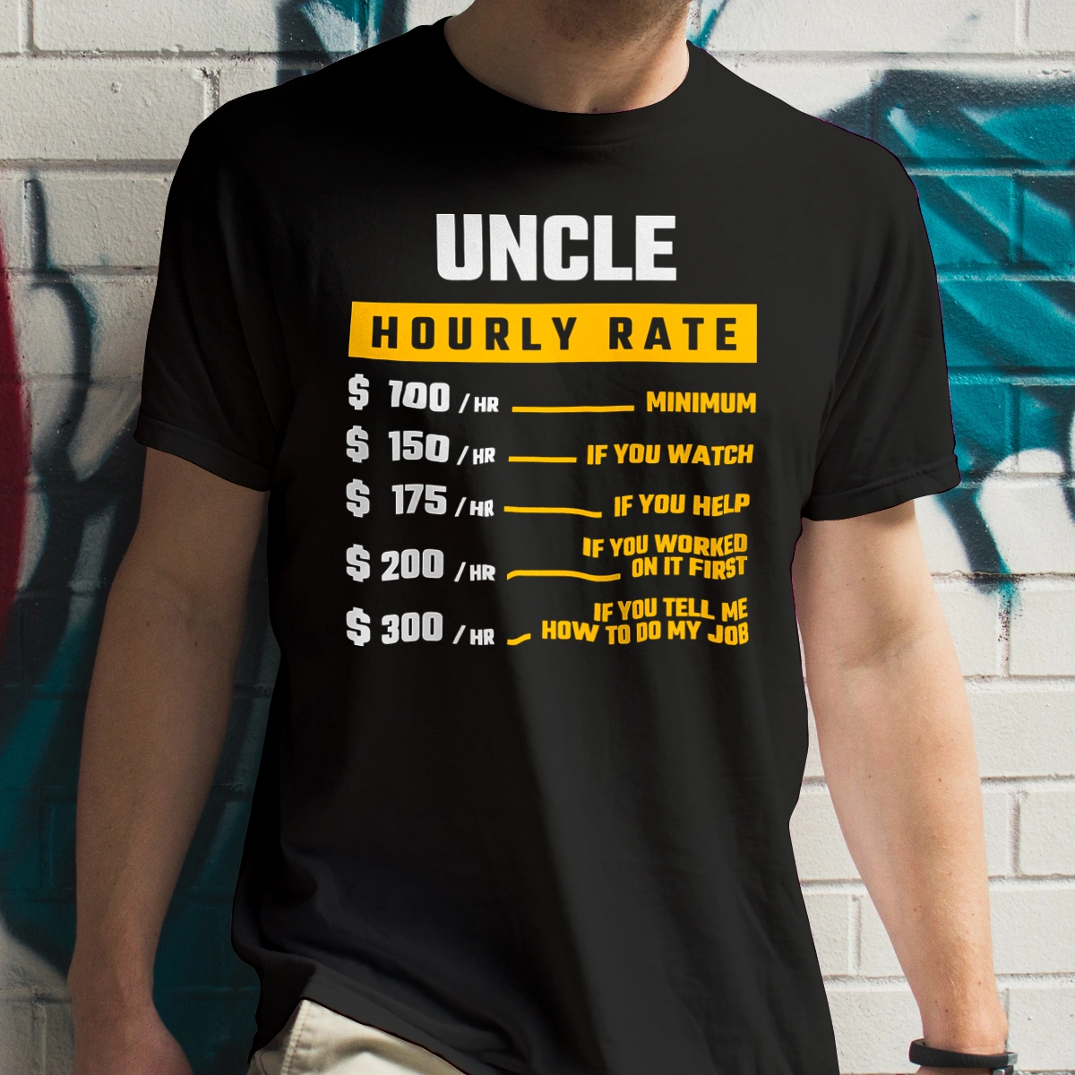 Hourly Rate Uncle - Męska Koszulka Czarna