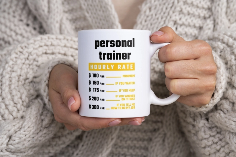 Hourly Rate Personal Trainer - Kubek Biały