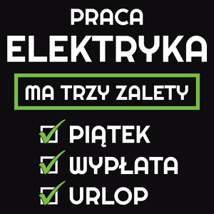 Praca Elektryka Ma Swoje Trzy Zalety - Męska Koszulka Czarna