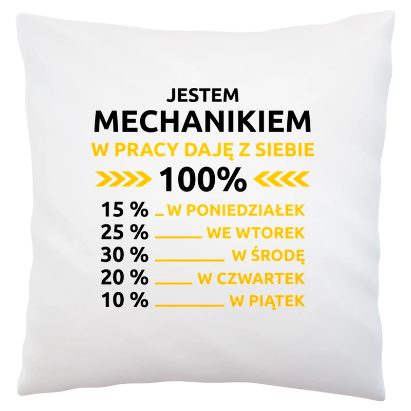 Mechanik W Pracy Daje Z Siebie 100%  - Poduszka Biała