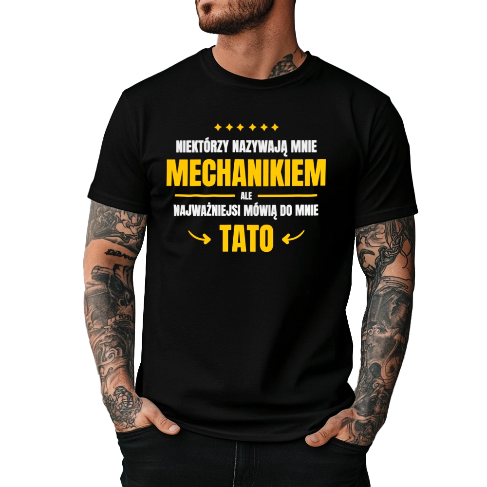 Tata Mechanik - Męska Koszulka Czarna