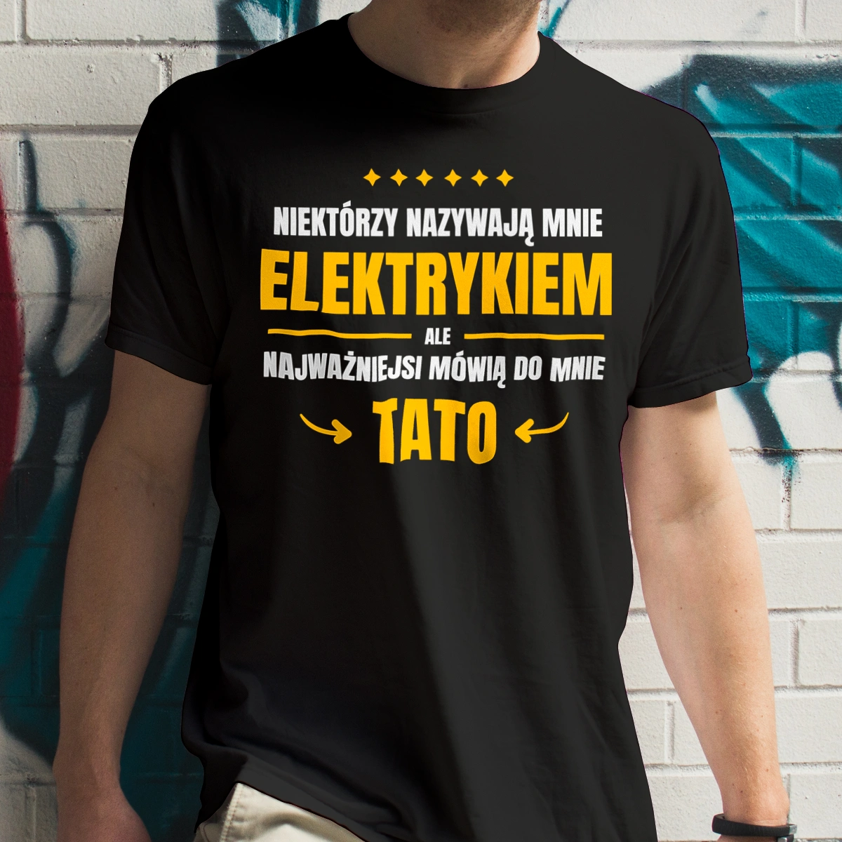 Tata Elektryk - Męska Koszulka Czarna