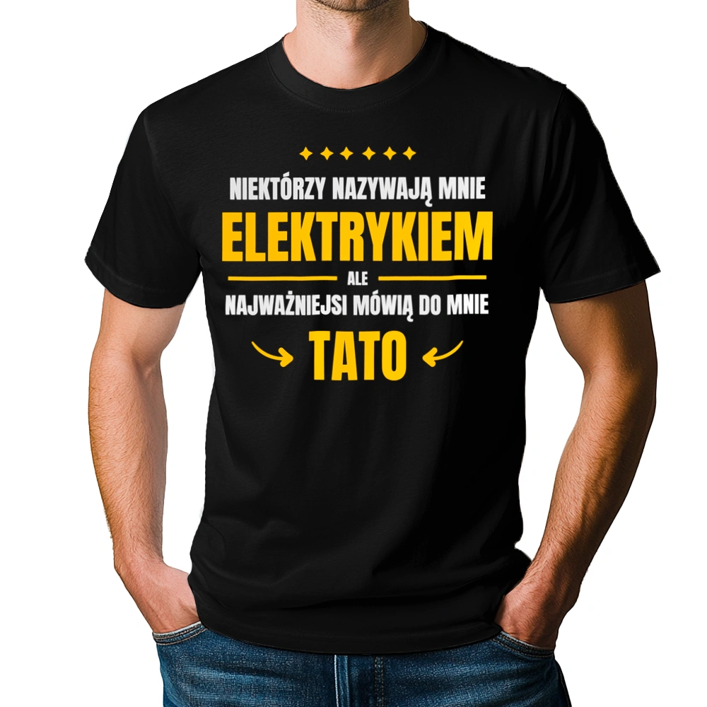 Tata Elektryk - Męska Koszulka Czarna