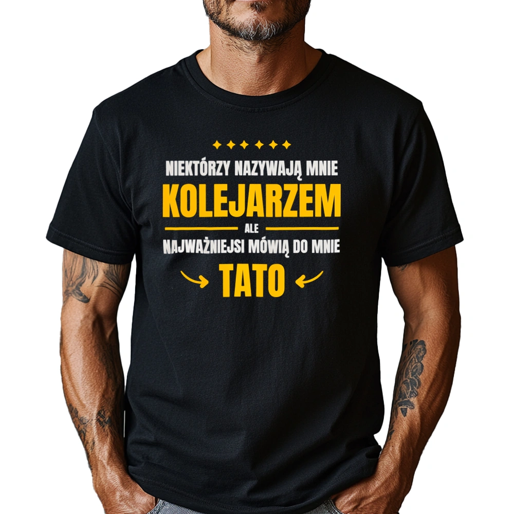 Tata Kolejarz - Męska Koszulka Czarna