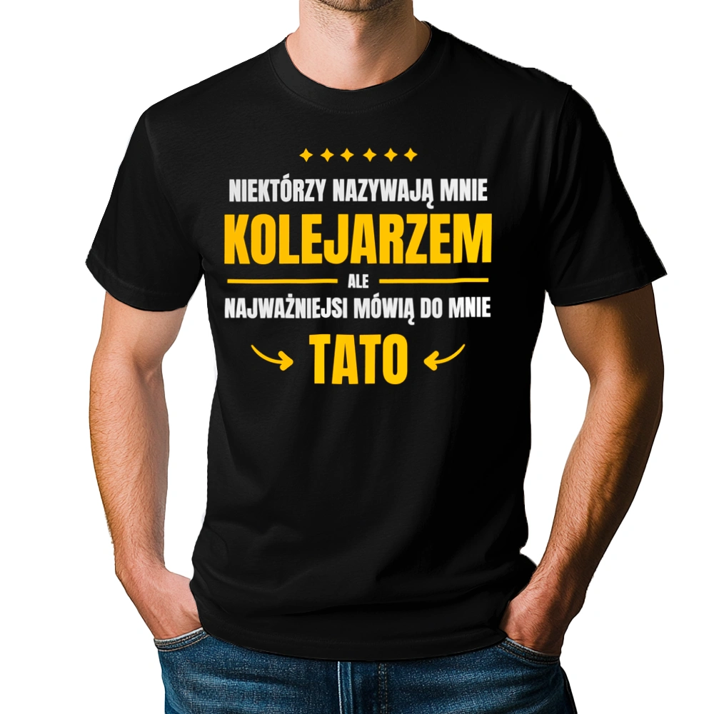 Tata Kolejarz - Męska Koszulka Czarna