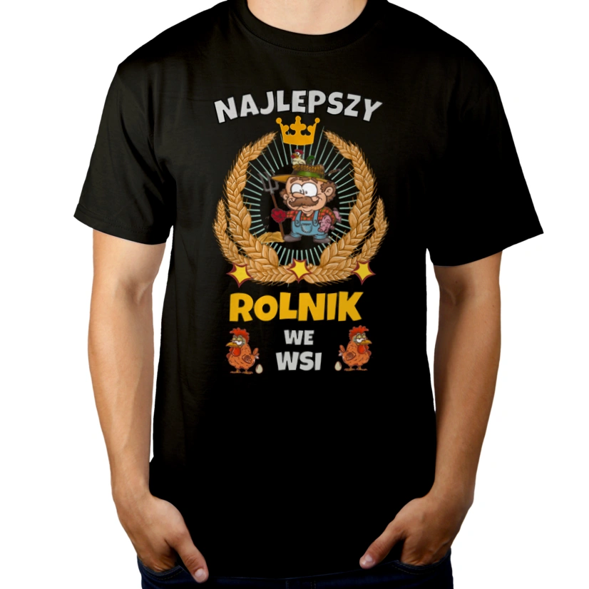 Najlepszy Rolnik We Wsi - Męska Koszulka Czarna