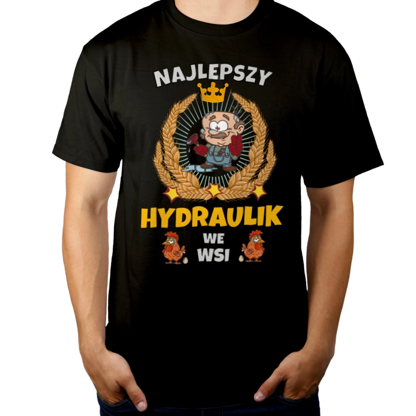 Najlepszy Hydraulik We Wsi - Męska Koszulka Czarna