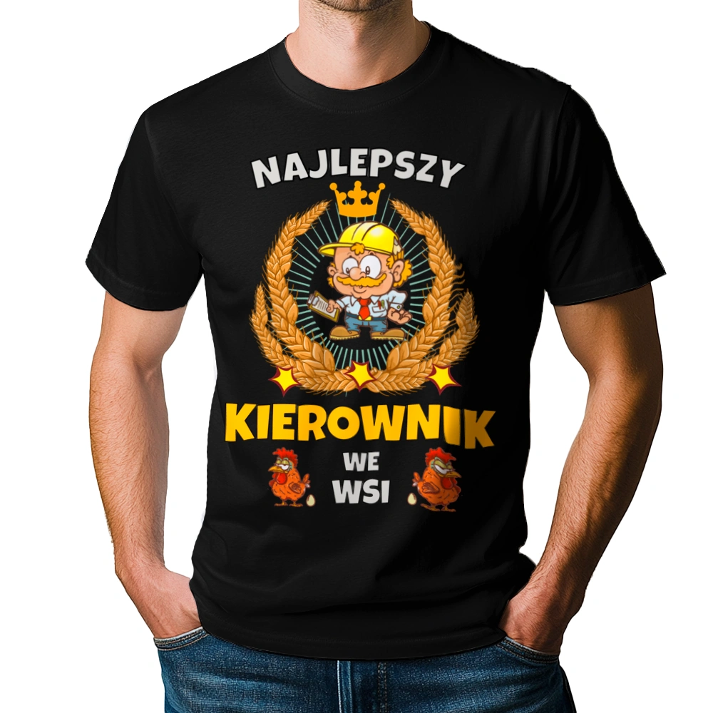 Najlepszy Kierownik We Wsi - Męska Koszulka Czarna