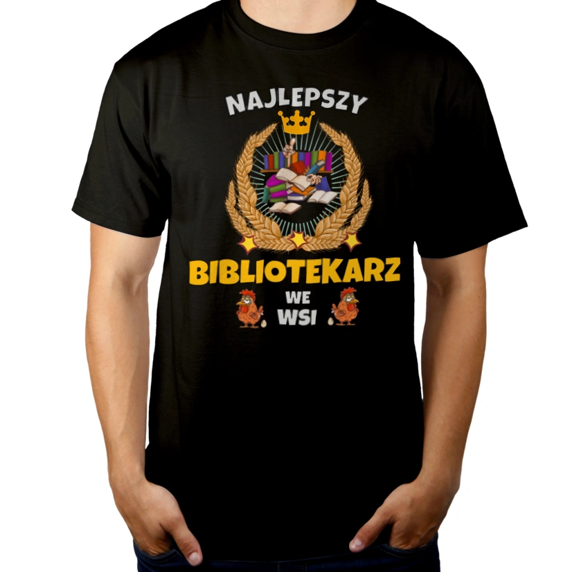 Najlepszy Bibliotekarz We Wsi - Męska Koszulka Czarna