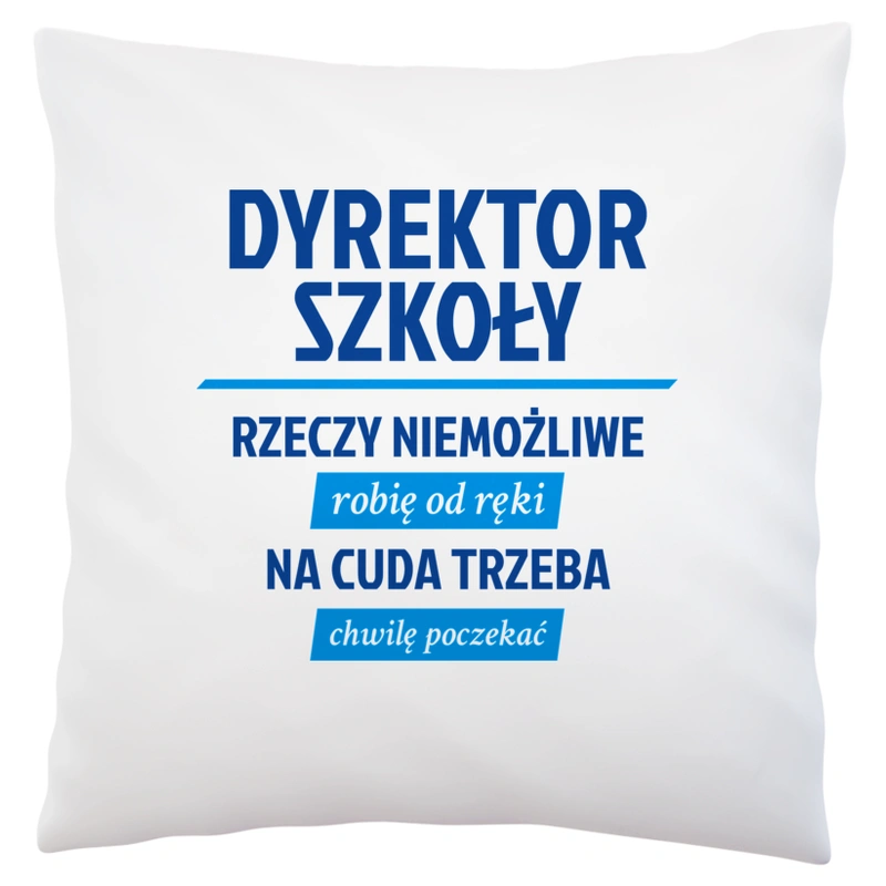 Dyrektor Szkoły - Rzeczy Niemożliwe Robię Od Ręki - Na Cuda Trzeba Chwilę Poczekać - Poduszka Biała