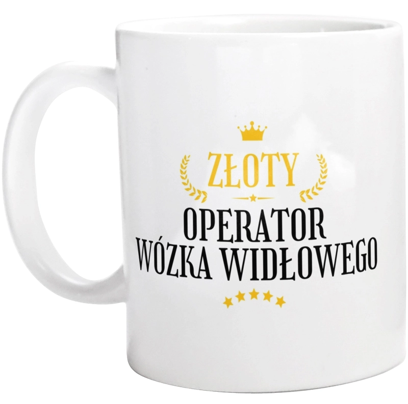 Złoty operator wózka widłowego - Kubek Biały