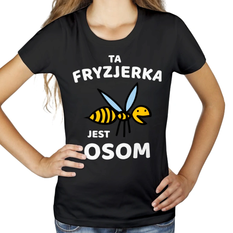 Ta fryzjerka jest osom awesome - Damska Koszulka Czarna