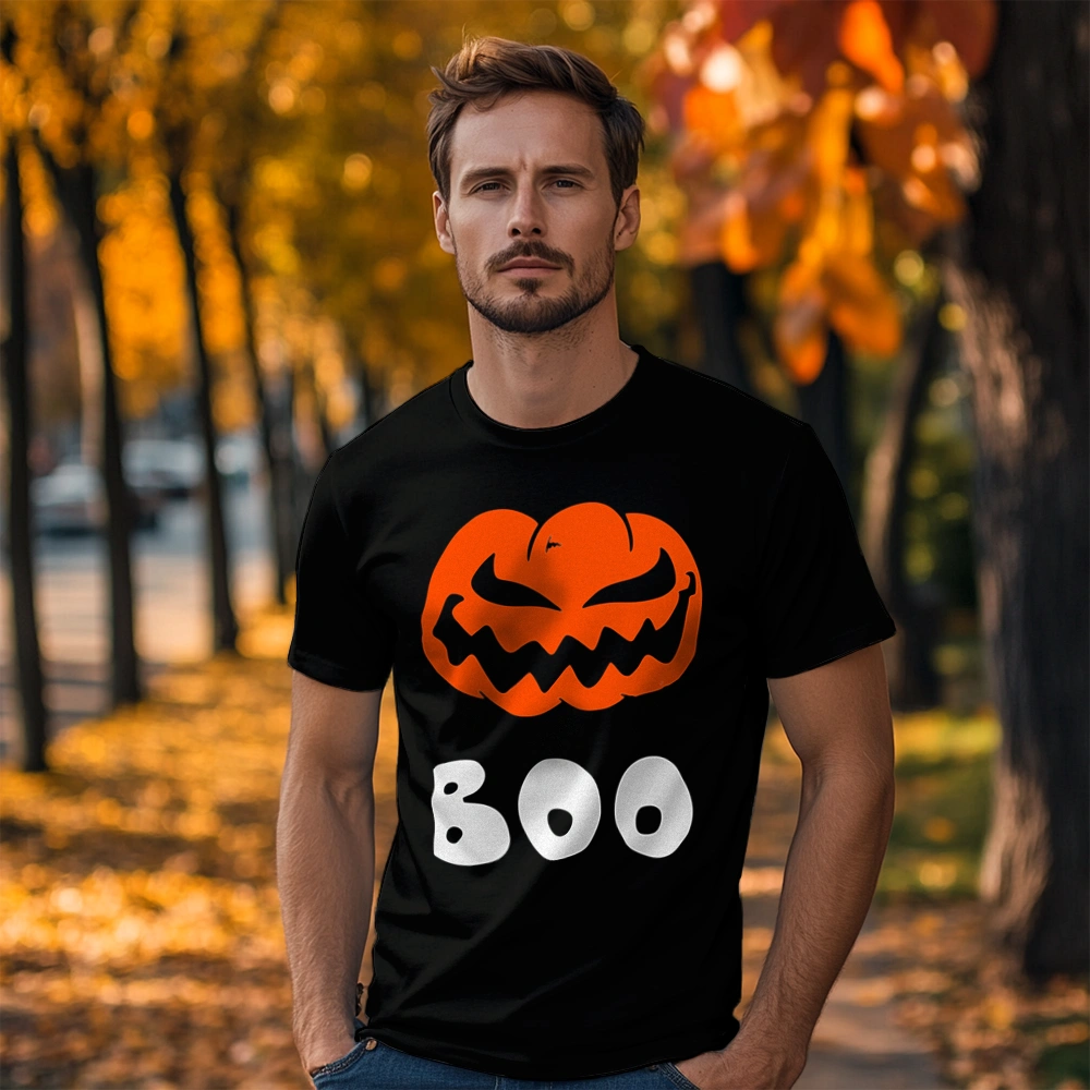 Halloween dynia boo - Męska Koszulka Czarna