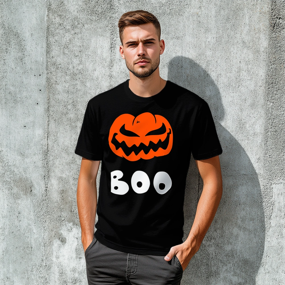 Halloween dynia boo - Męska Koszulka Czarna