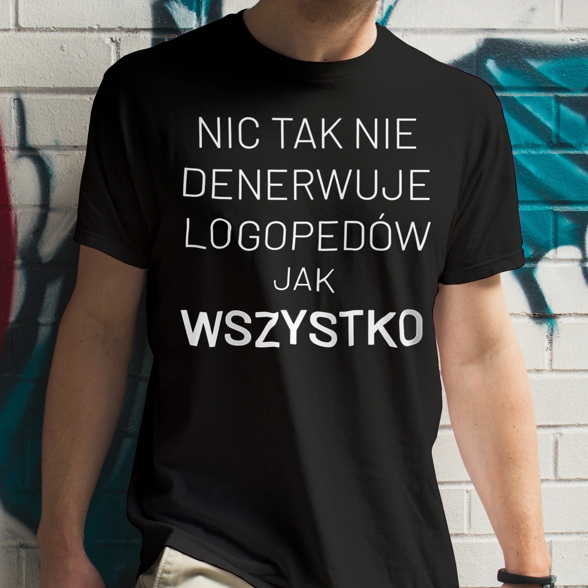 Nic Tak Nie Denerwuje Logopedów Jak Wszystko - Męska Koszulka Czarna