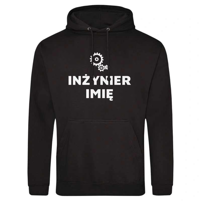 Napis Inżynier - Męska Bluza z kapturem Czarna