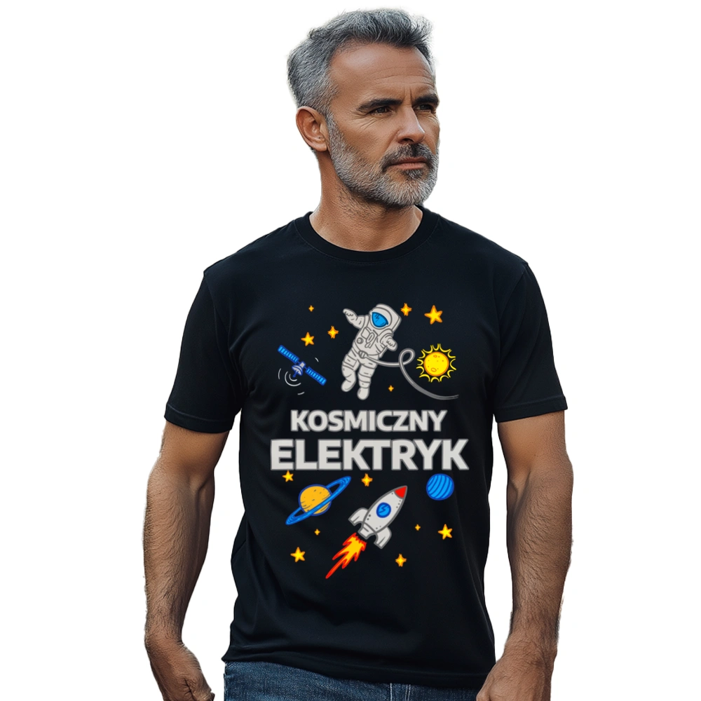 Kosmiczny Elektryk - Męska Koszulka Czarna