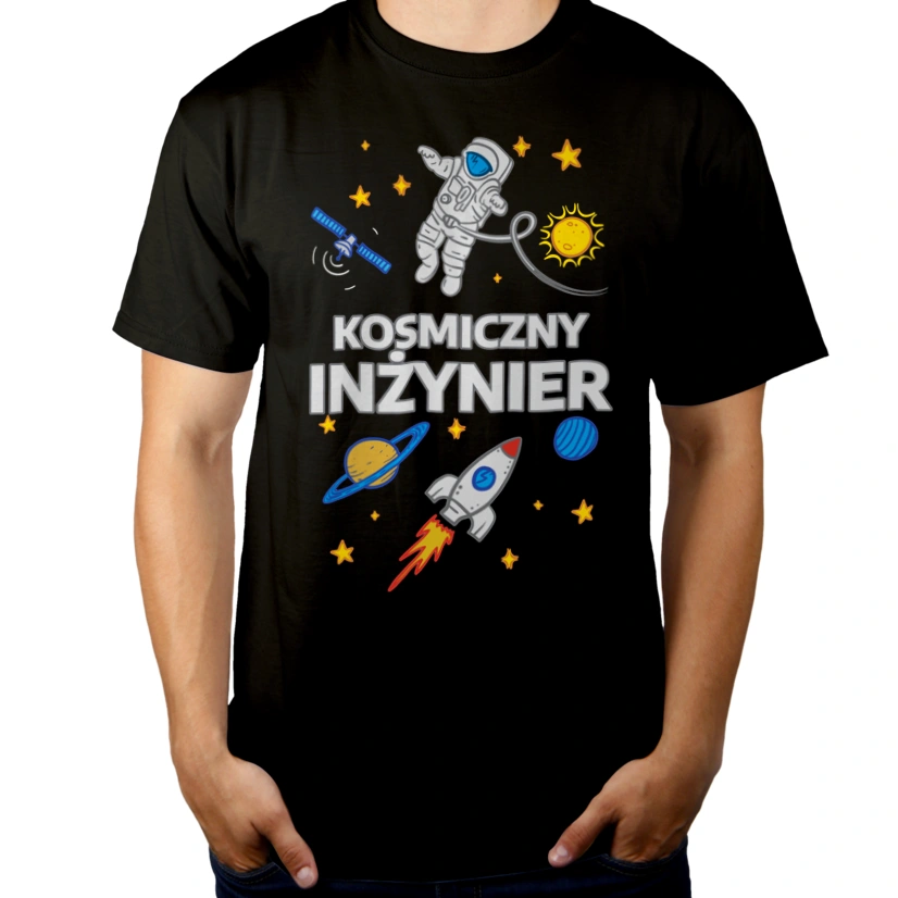 Kosmiczny Inżynier - Męska Koszulka Czarna