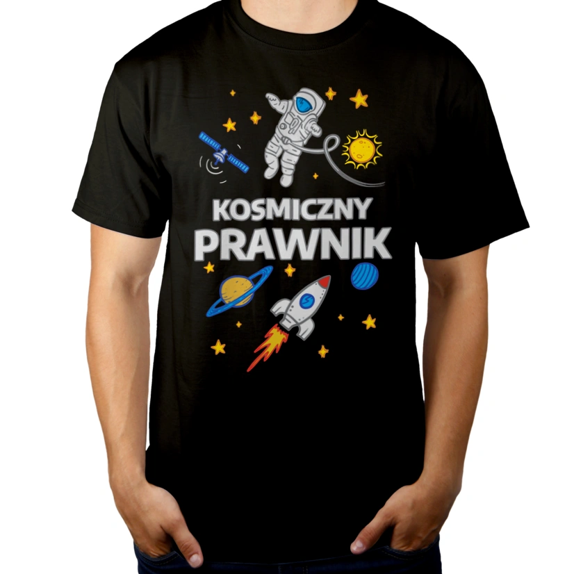 Kosmiczny Prawnik - Męska Koszulka Czarna