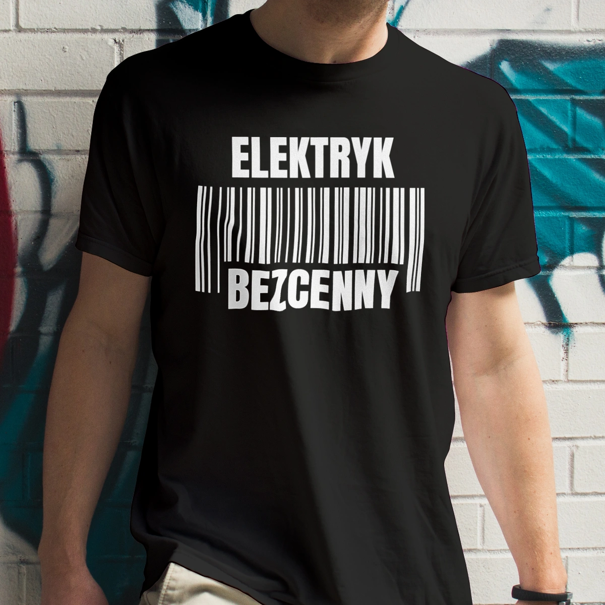 Elektryk Bezcenny - Męska Koszulka Czarna