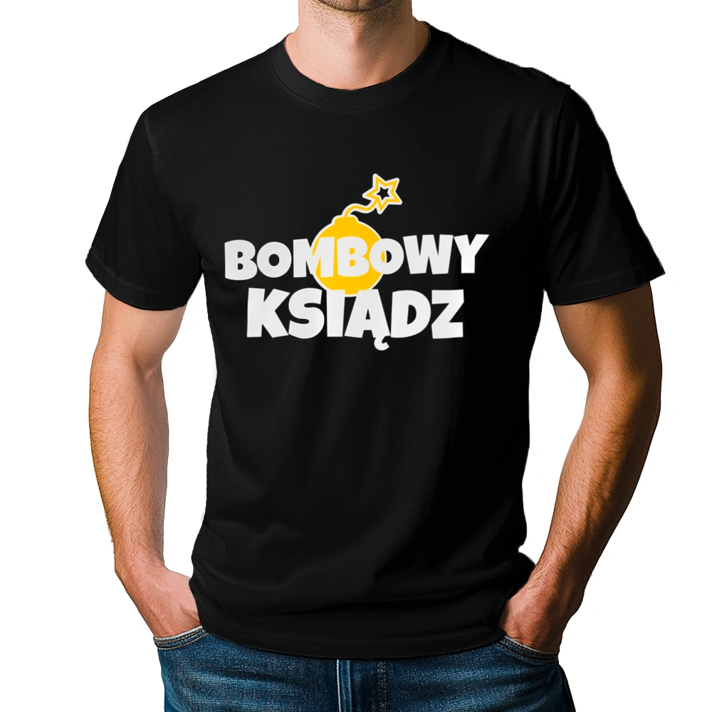 Bombowy Ksiądz - Męska Koszulka Czarna