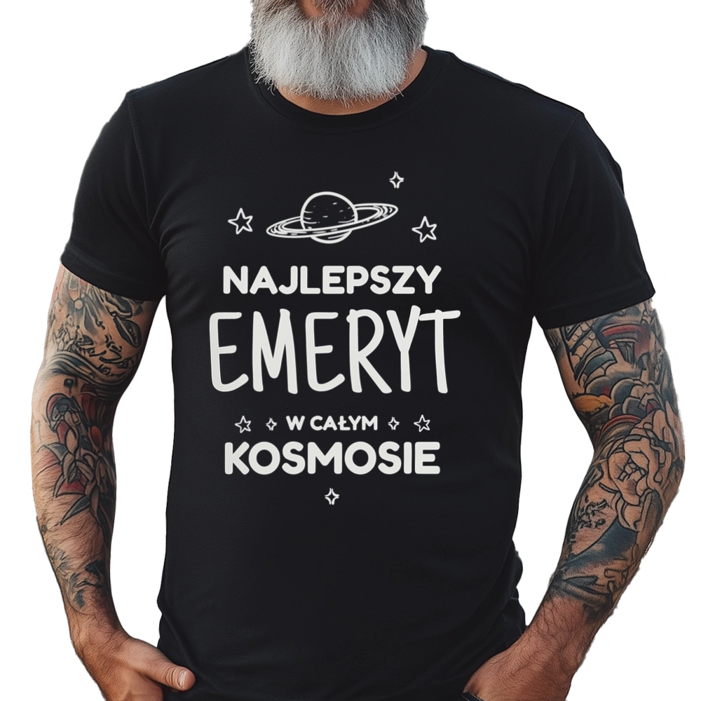 Najlepszy Emeryt W Kosmosie - Męska Koszulka Czarna