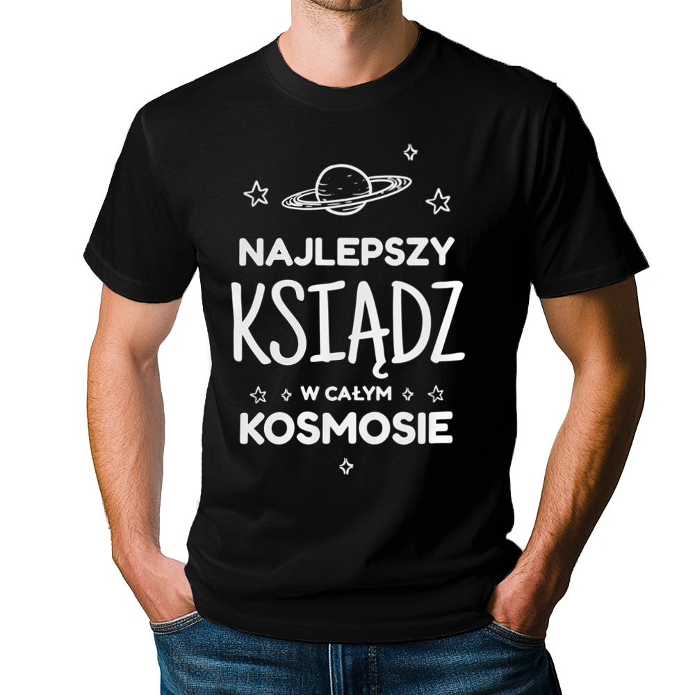 Najlepszy Ksiądz W Kosmosie - Męska Koszulka Czarna