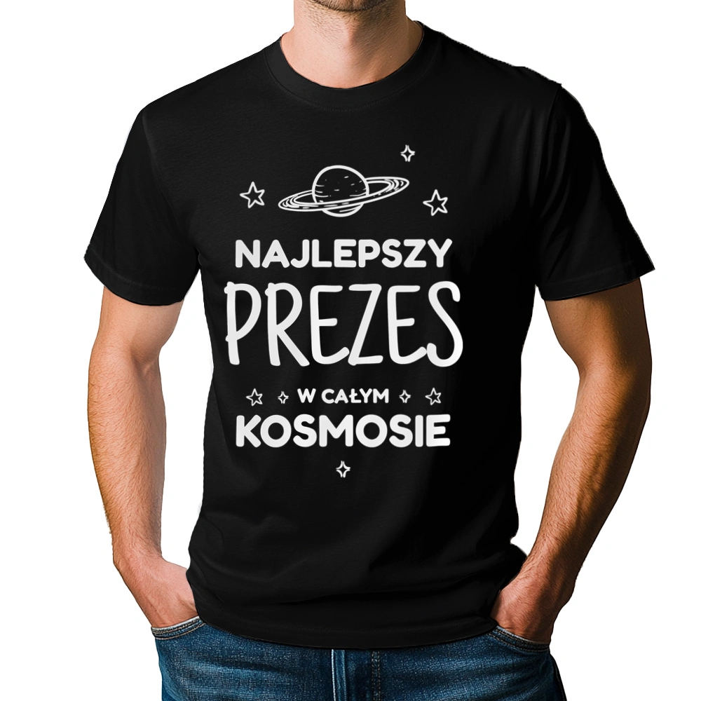 Najlepszy Prezes W Kosmosie - Męska Koszulka Czarna