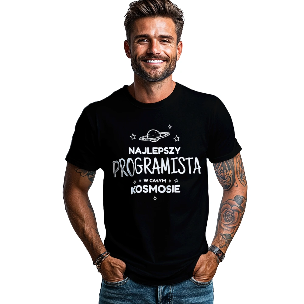 Najlepszy Programista W Kosmosie - Męska Koszulka Czarna