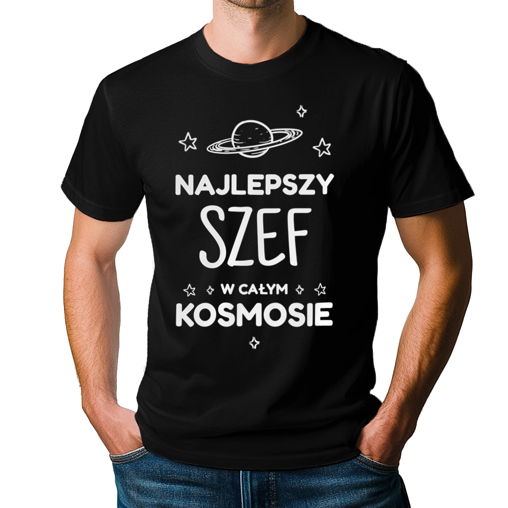 Najlepszy Szef W Kosmosie - Męska Koszulka Czarna