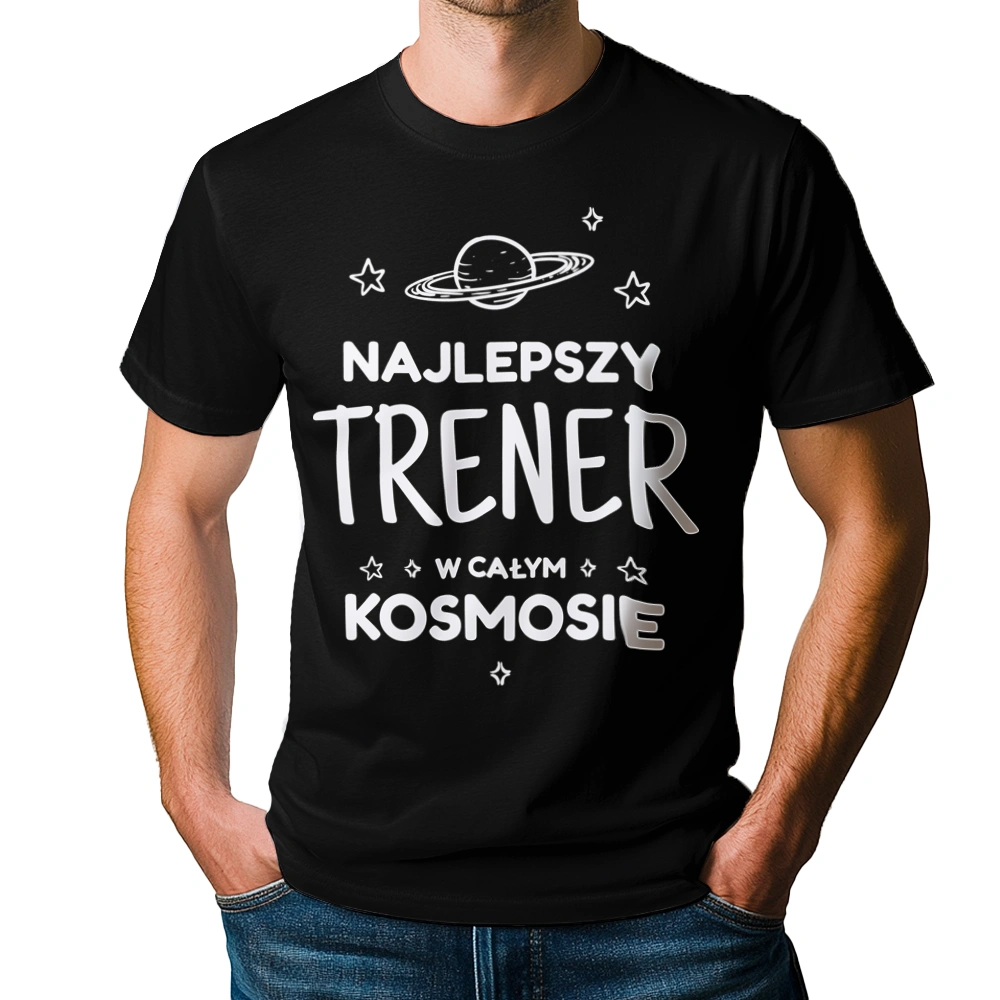 Najlepszy Trener W Kosmosie - Męska Koszulka Czarna